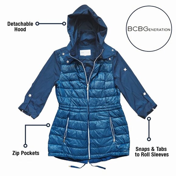 BCBG windbreaker puffer hybrid parka jacket - Picture 3 of 11